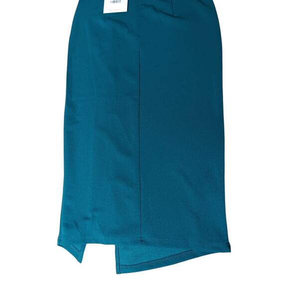 New HELLO MOLLY Embark With You Midi Stretchy Crepe Dress Teal SZ 2 - Picture 11 of 15